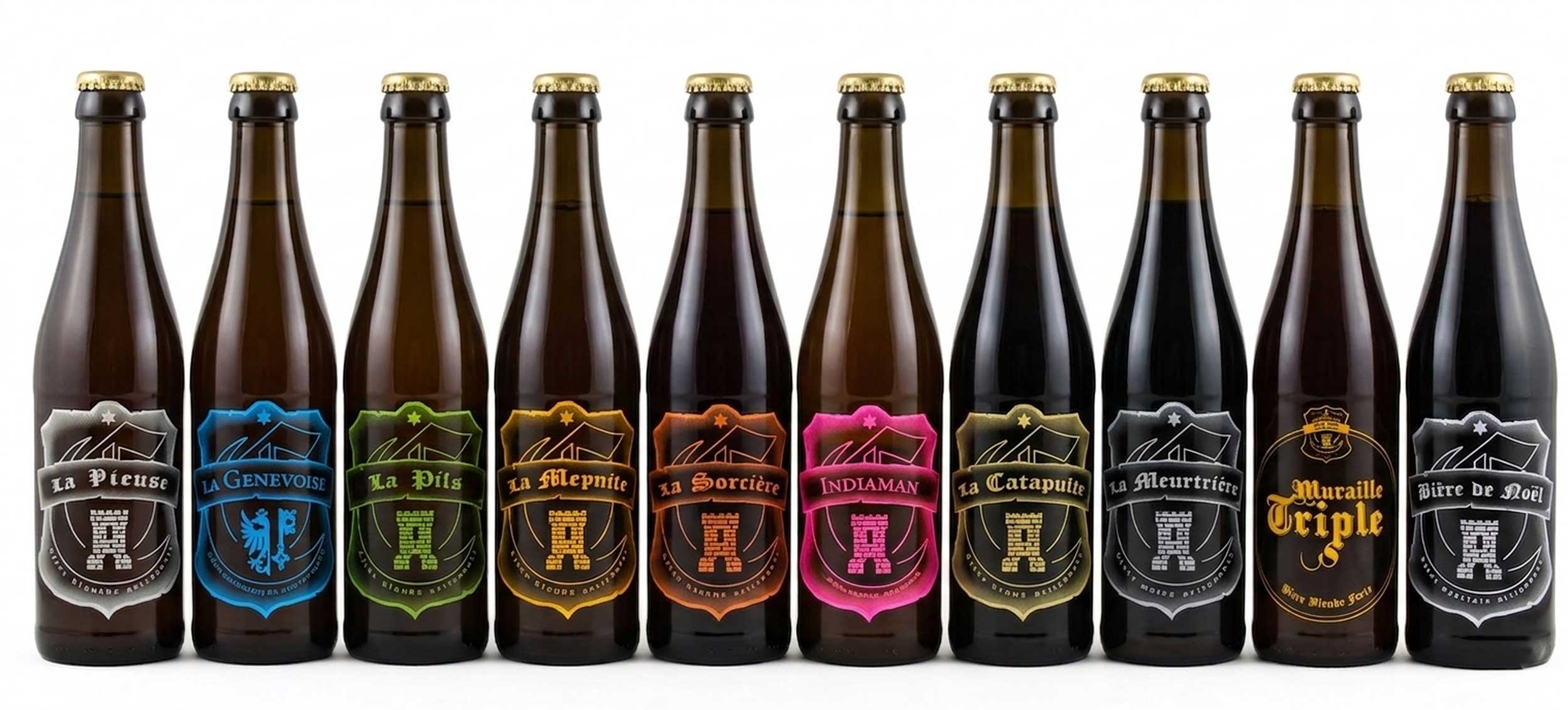 La gamme complète des bières artisanales de la Brasserie des Murailles